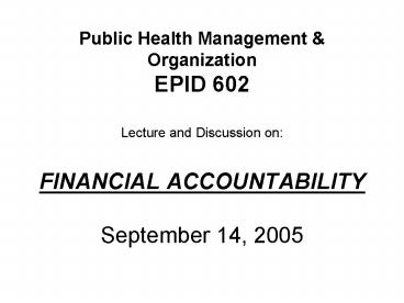 Public Health Management