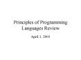 Principles of Programming Languages Review PowerPoint PPT Presentation
