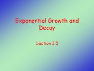 Exponential Growth and Decay