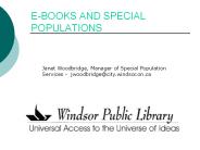 E-BOOKS AND SPECIAL POPULATIONS