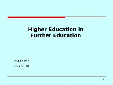 Higher Education in Further Education
