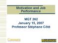 Motivation and Job Performance PowerPoint PPT Presentation