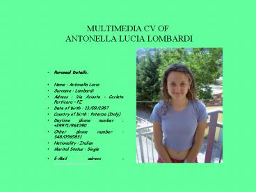 MULTIMEDIA CV OF ANTONELLA LUCIA LOMBARDI