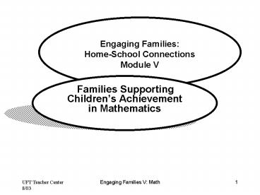 Engaging Families: HomeSchool Connections Module V