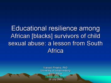 Educational resilience among African blacks survivors of child sexual ...