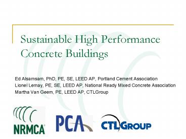 Sustainable High Performance Concrete Buildings