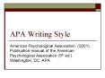 APA Writing Style PowerPoint PPT Presentation