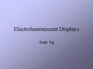 Electroluminescent Displays