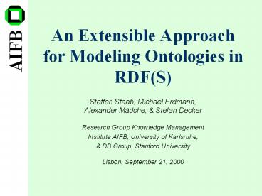 An Extensible Approach for Modeling Ontologies in RDF(S)