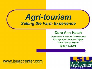 Agritourism Selling the Farm Experience