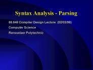 Syntax Analysis - Parsing