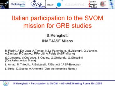 Italian participation to the SVOM mission for GRB studies