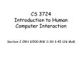 CS 3724 Introduction to Human Computer Interaction PowerPoint PPT Presentation
