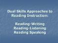 Dual Skills Approaches to Reading Instruction:  Reading-Writing Reading-Listening Reading Speaking PowerPoint PPT Presentation
