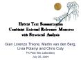 Hybrid Text Summarization Combining External Relevance Measures with Structural Analysis PowerPoint PPT Presentation