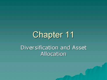 Diversification and Asset Allocation