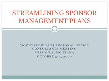 Mountain Plains Regional Office Consultants meeting