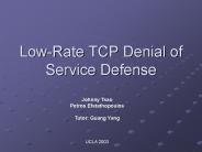 LowRate TCP Denial of Service Defense