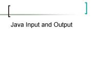 Java Input and Output