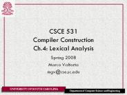 CSCE 531 Compiler Construction Ch.4: Lexical Analysis
