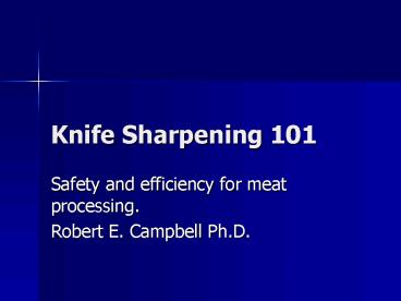 Knife Sharpening 101