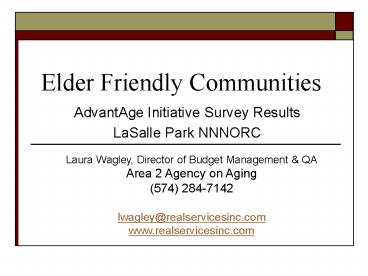 Elder Friendly Communities