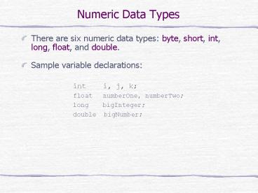 Numeric Data Types