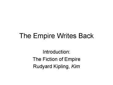 The Empire Writes Back