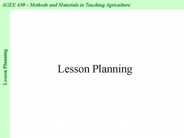 Lesson Planning