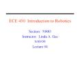 ECE 450 Introduction to Robotics PowerPoint PPT Presentation