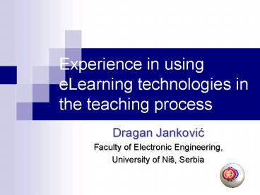 Experience in using eLearning technologies in the teaching process