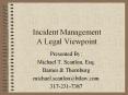 Incident Management A Legal Viewpoint PowerPoint PPT Presentation