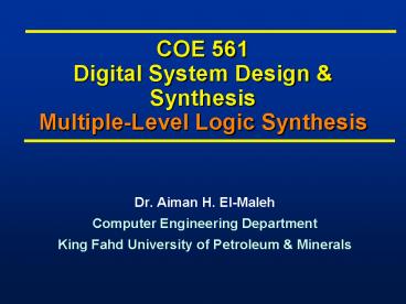 COE 561 Digital System Design
