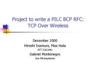 Project to write a PILC BCP RFC: TCP Over Wireless