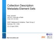 Collection Description Metadata Element Sets