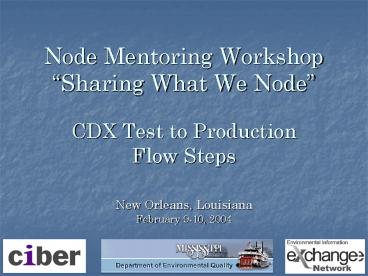 Node Mentoring Workshop 