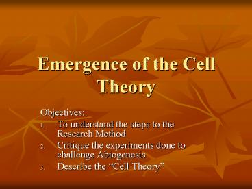 Emergence of the Cell Theory