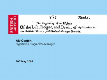 Aly Conteh Digitisation Programme Manager