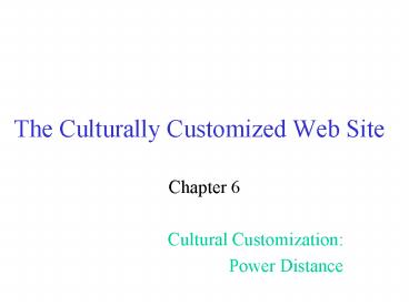 The Culturally Customized Web Site