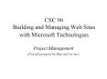 CSC 96 Building and Managing Web Sites with Microsoft Technologies PowerPoint PPT Presentation