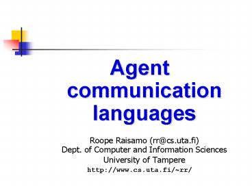 Agent communication languages
