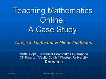 Teaching Mathematics Online: A Case Study