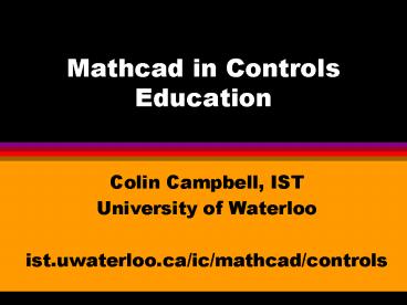 Mathcad in Controls Education