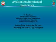 Aviation Environmental Economics