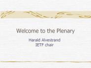 Welcome to the Plenary