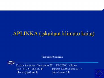APLINKA iskaitant klimato kaita