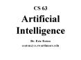 CS 63 Artificial Intelligence PowerPoint PPT Presentation