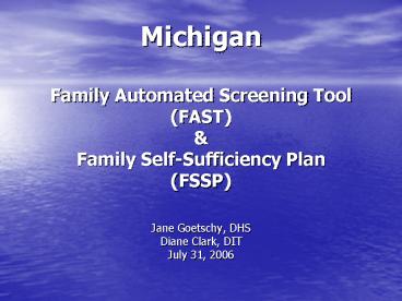 Michigan Family Automated Screening Tool FAST