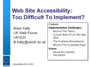 Web Site Accessibility: Too Difficult To Implement?