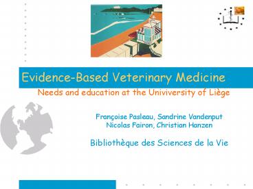 EvidenceBased Veterinary Medicine